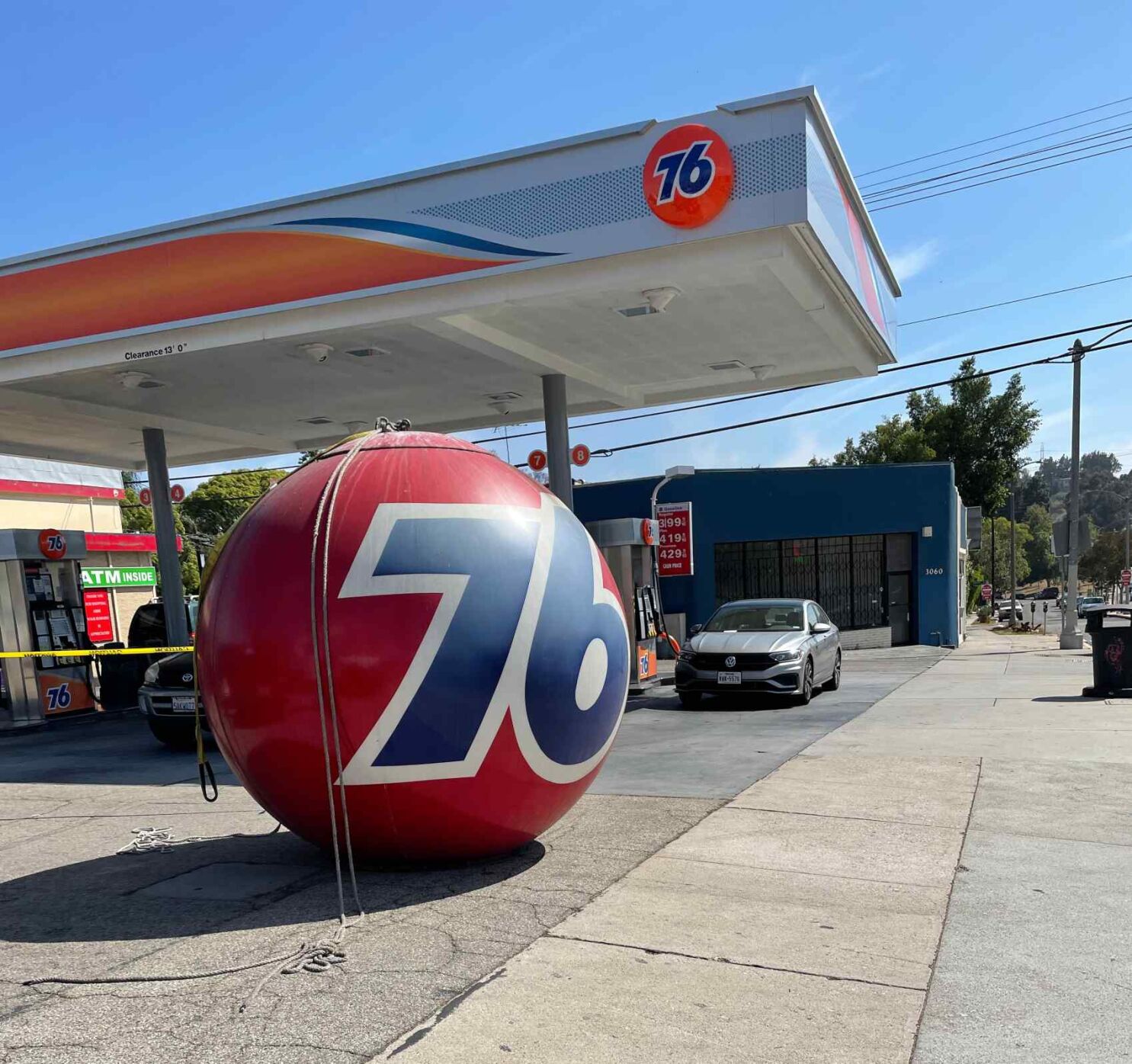 Union 76 ball being removed at Atwater Village gas station
